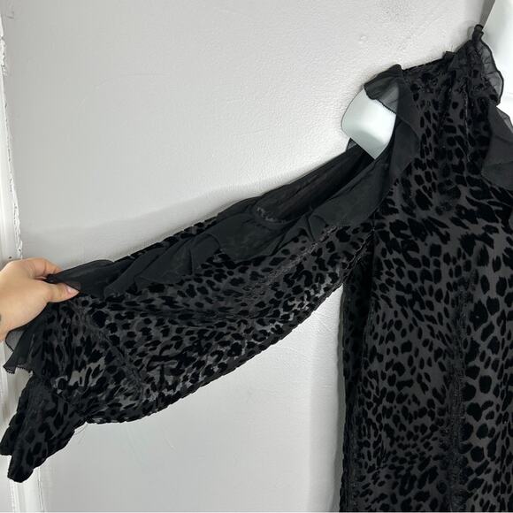 PARKER Top Womens Size Small Black Animal Print Fairy Grunge Mob Wife Whimsigoth - Picture 3 of 12